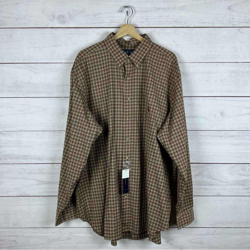NWT Ralph Lauren Classic Fit Button Down Plaid Shirt 2XB